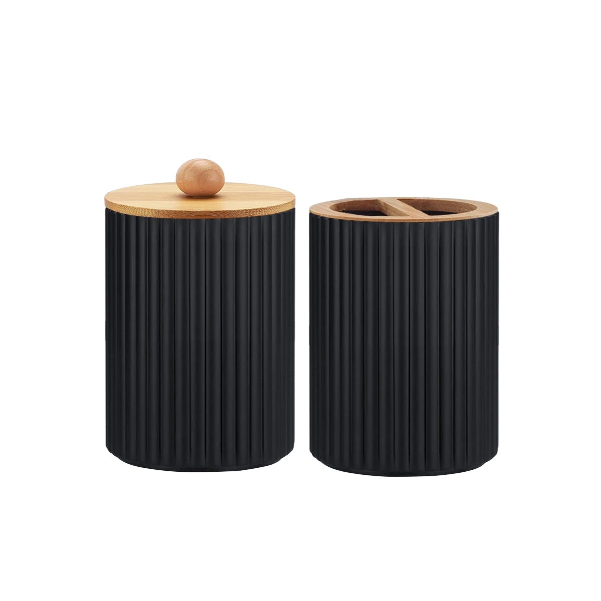 Ribbed Soap Dispenser & Storage Set | Modern Bathroom Organization