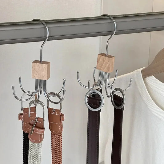 Multi-Hook Rotating Belt & Accessory Organizer | Closet Storage