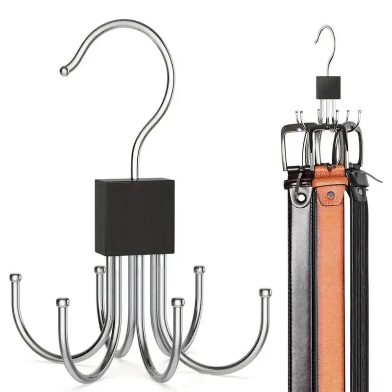 Multi-Hook Rotating Belt & Accessory Organizer | Closet Storage