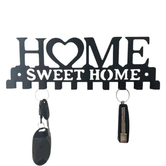 Home Sweet Home" Metal Key Holder | Wall-Mounted Entryway Organizer