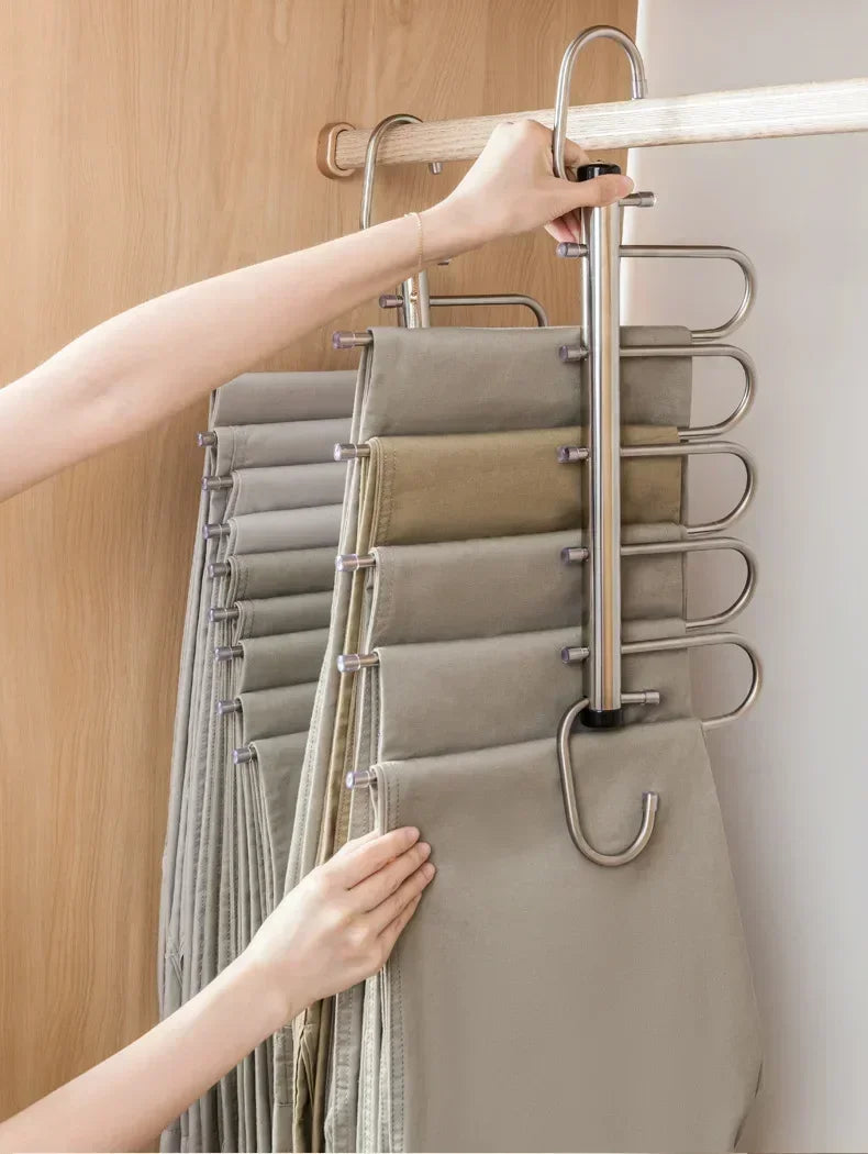 Space-Saving Folding Pants Hanger | Multi-Layer Closet Organizer