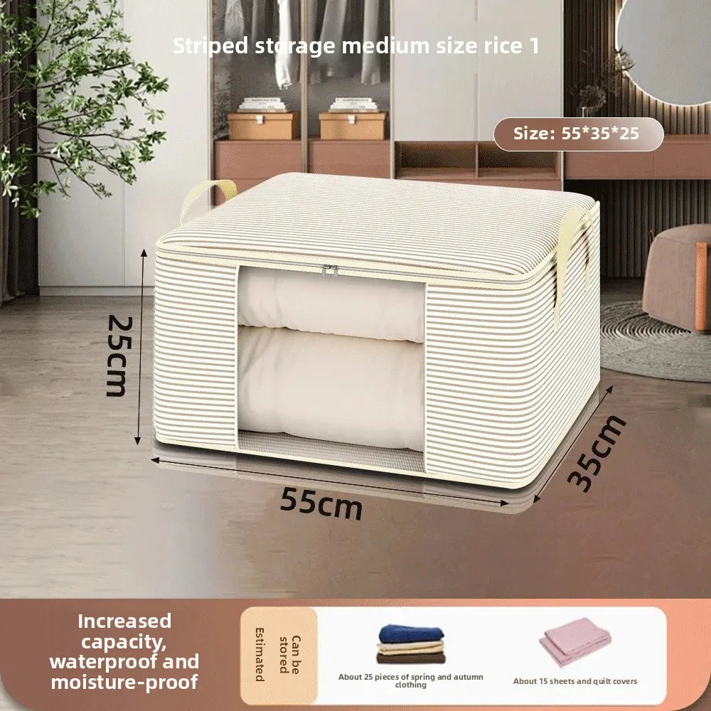Thickened 120g Cloth Visual Storage Bag Large Capacity Clothes Quilt Home Use Packing Organizer Bag Non-Woven Fabric Box Shape