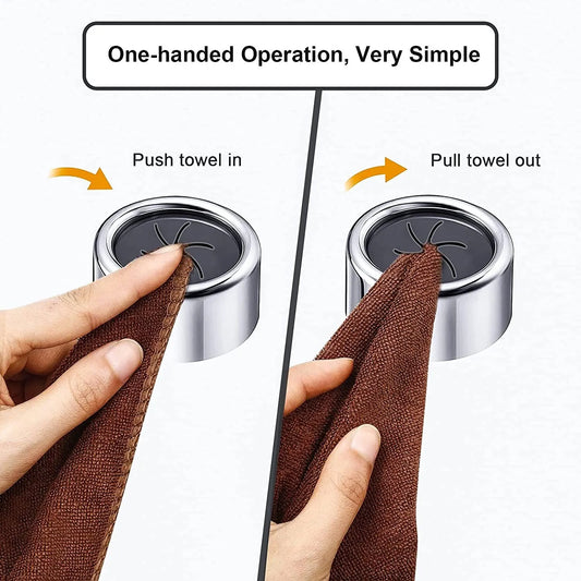 Push-In Towel Grip Holder — No-Drill Wall Mount, Set of 3