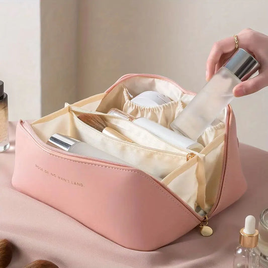 Compartment Makeup Bag — Travel Cosmetic Organizer Case