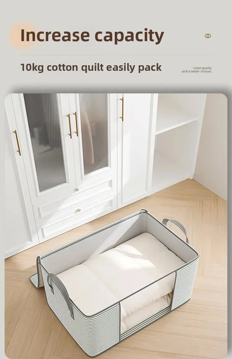 Thickened 120g Cloth Visual Storage Bag Large Capacity Clothes Quilt Home Use Packing Organizer Bag Non-Woven Fabric Box Shape