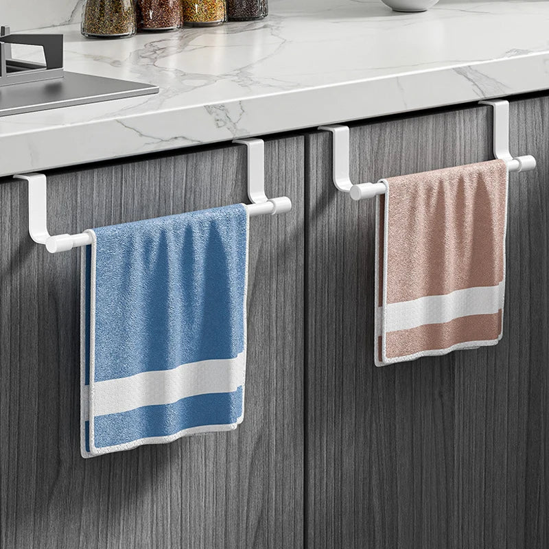 No-Drill Over-Door Towel Rack — Cabinet & Drawer Hanging Holder