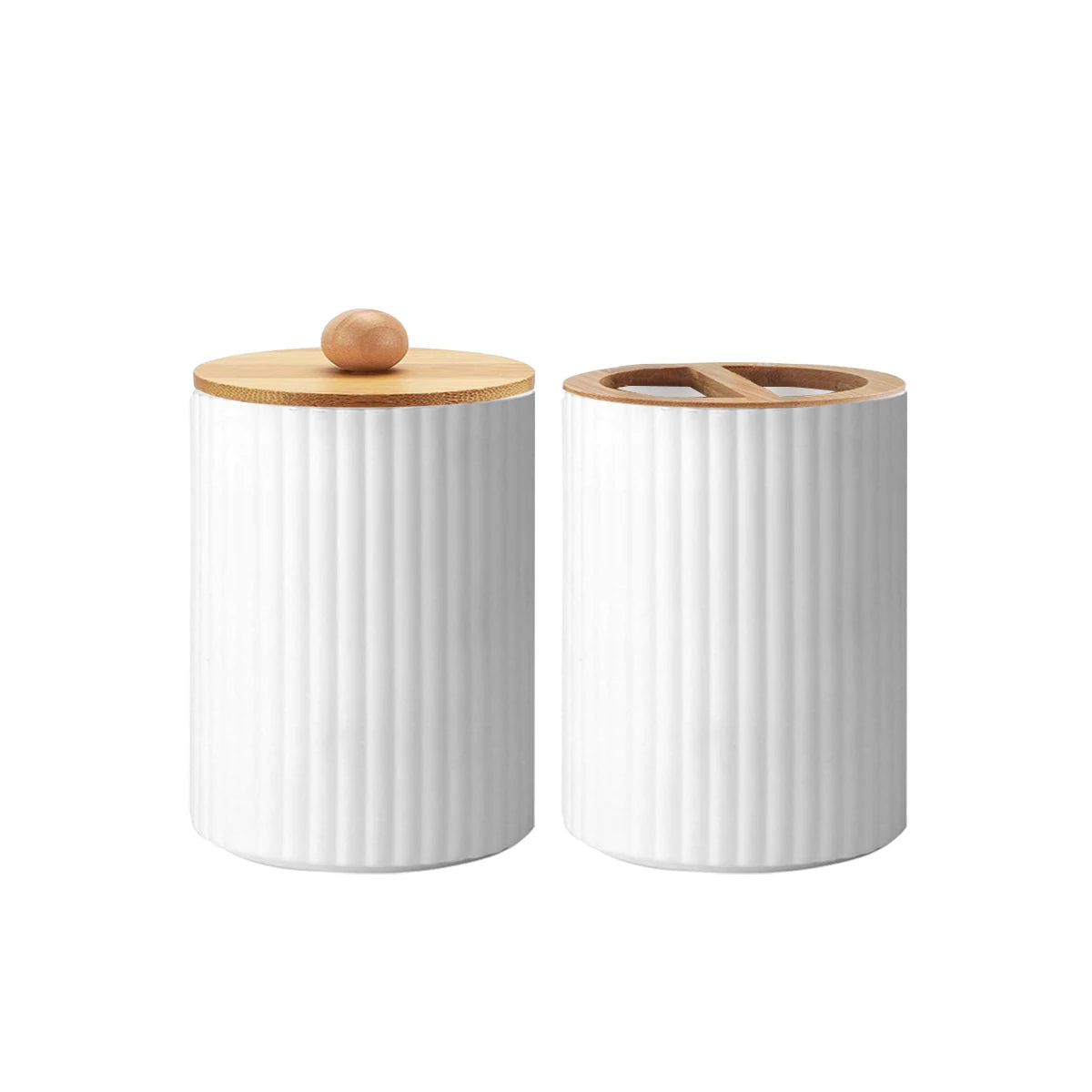 Ribbed Soap Dispenser & Storage Set | Modern Bathroom Organization
