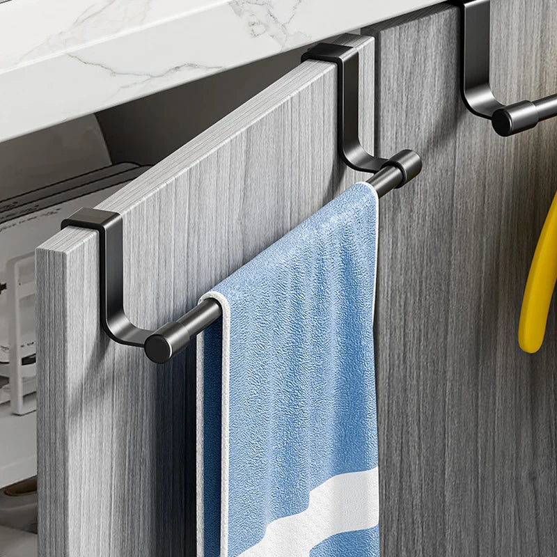 No-Drill Over-Door Towel Rack — Cabinet & Drawer Hanging Holder