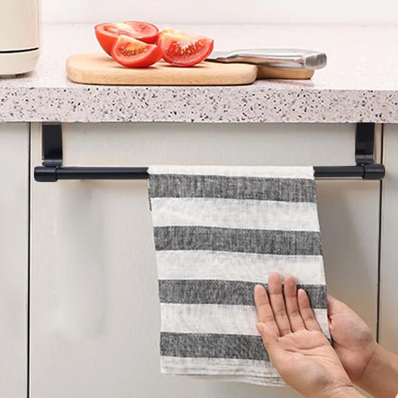 No-Drill Over-Door Towel Rack — Cabinet & Drawer Hanging Holder